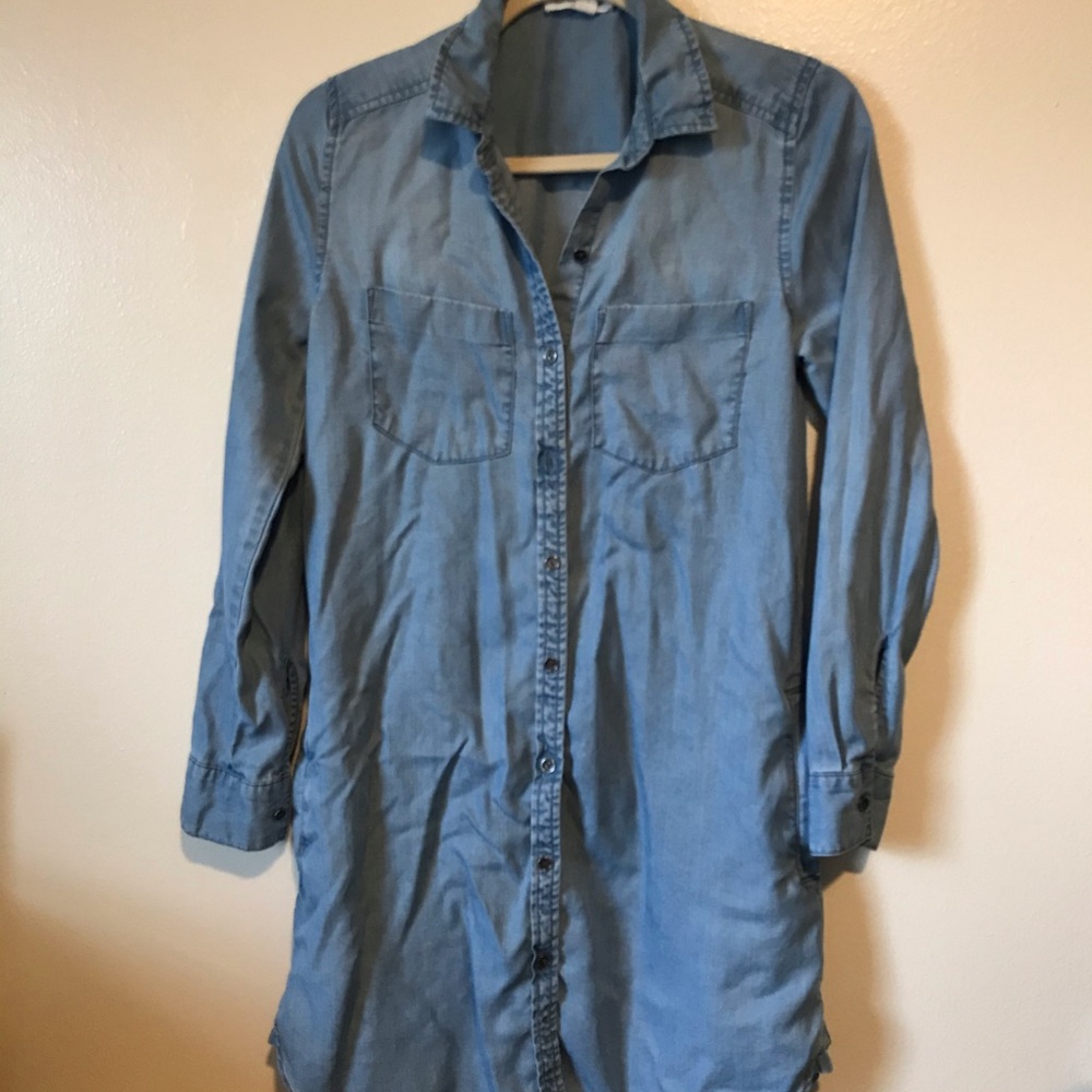 Chambray Button Down Shirt Dress